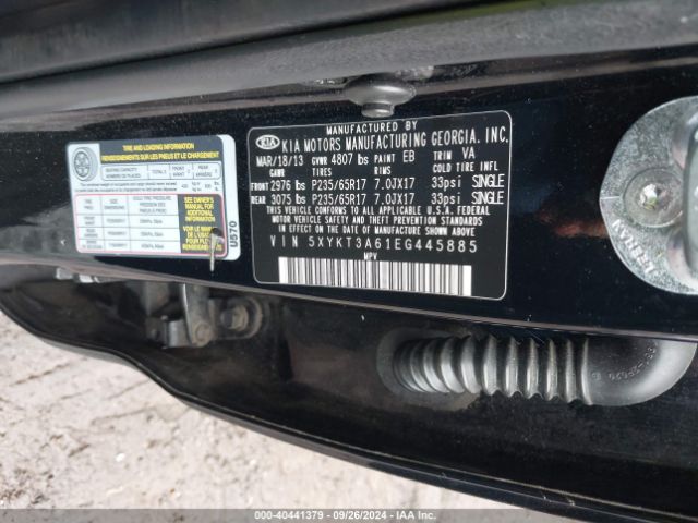 5XYKT3A61EG445885 KIA SORENTO LX