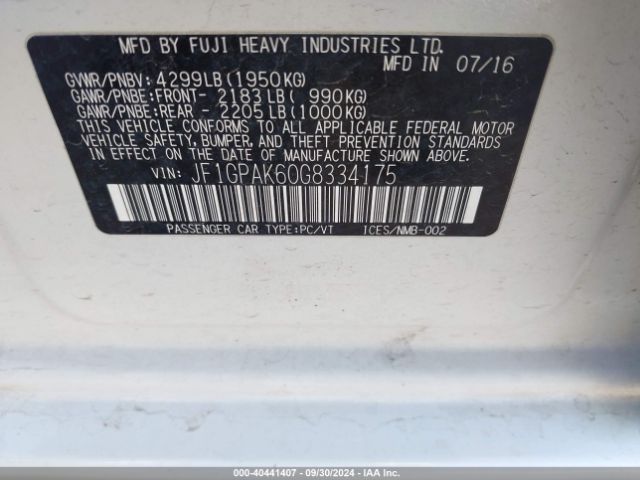 JF1GPAK60G8334175 Subaru Impreza 2.0i Limited