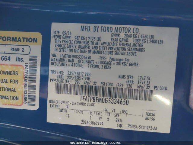 Ford Mustang V6 2016 1FATP8EM0G5334650 Image 9