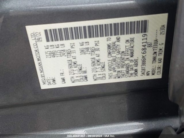 5N1BT3BB6PC684119 Nissan Rogue Sv Intelligent Awd