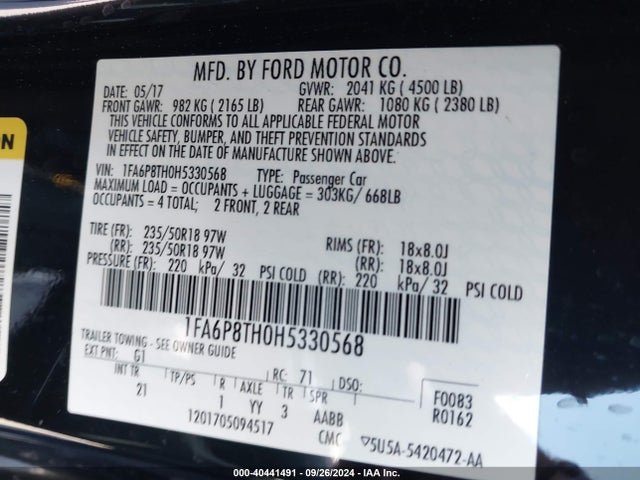 Ford Mustang Ecoboost 2017 1FA6P8TH0H5330568 Image 9