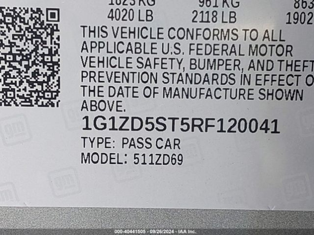 1G1ZD5ST5RF120041 Chevrolet Malibu Fwd 1lt