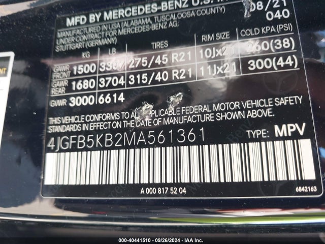 4JGFB5KB2MA561361 Mercedes-Benz Gle 450 4matic