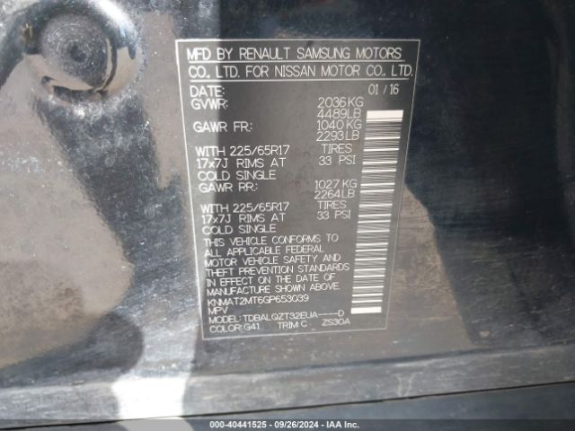 KNMAT2MT6GP653039 Nissan ROGUE SV