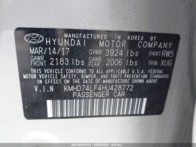 Hyundai ELANTRA SE 2017 KMHD74LF4HU428772 Image 9
