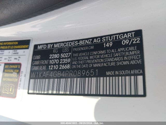 W1KAF4GB4PR089651 Mercedes-Benz C 300 Sedan