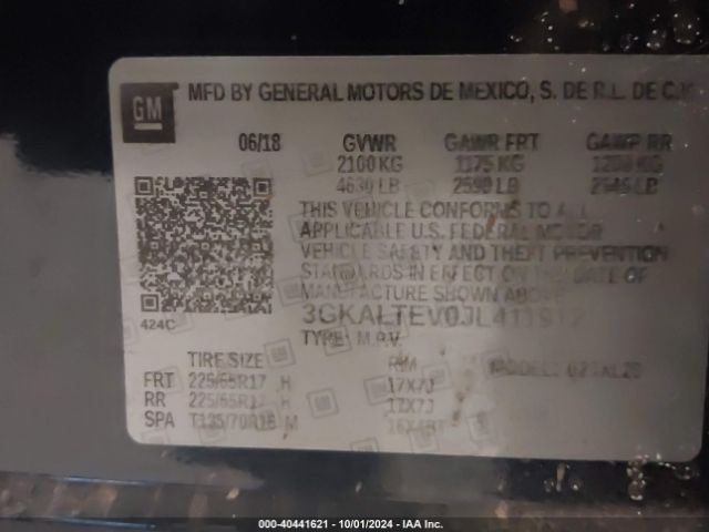 3GKALTEV0JL411912 GMC Terrain Sle