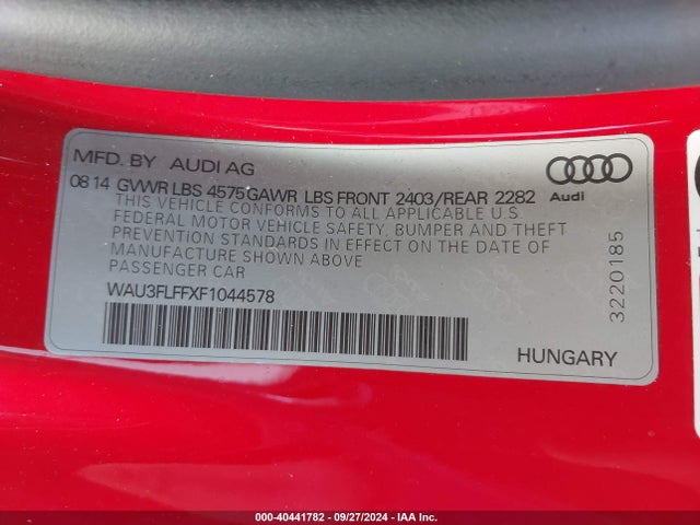 Audi A3 2.0t Premium 2015 WAU3FLFFXF1044578 Image 9