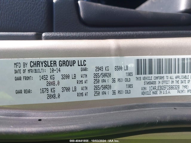 Jeep Grand Cherokee Limited 2015 1C4RJEBG5FC686328 Image 9