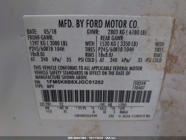 Ford Explorer 2018 1FM5K8B8XJGC01202 Image 9