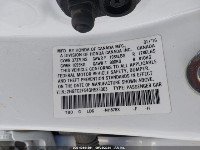 2HGFC2F54GH533363 Honda Civic Lx