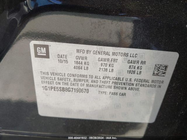 1G1PE5SB8G7190670 Chevrolet Cruze Limited 1lt Auto