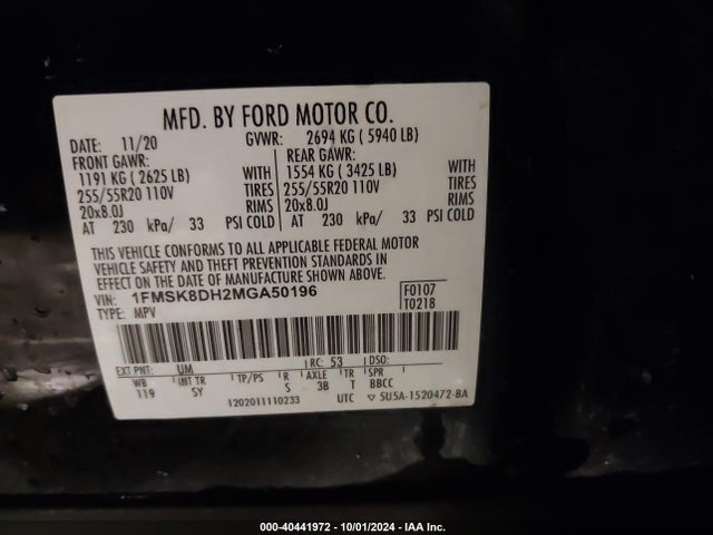 Ford EXPLORER XLT 2021 1FMSK8DH2MGA50196 Image 9