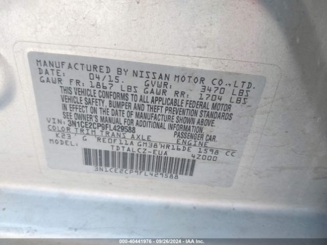 3N1CE2CP9FL429588 Nissan Versa Note S Plus