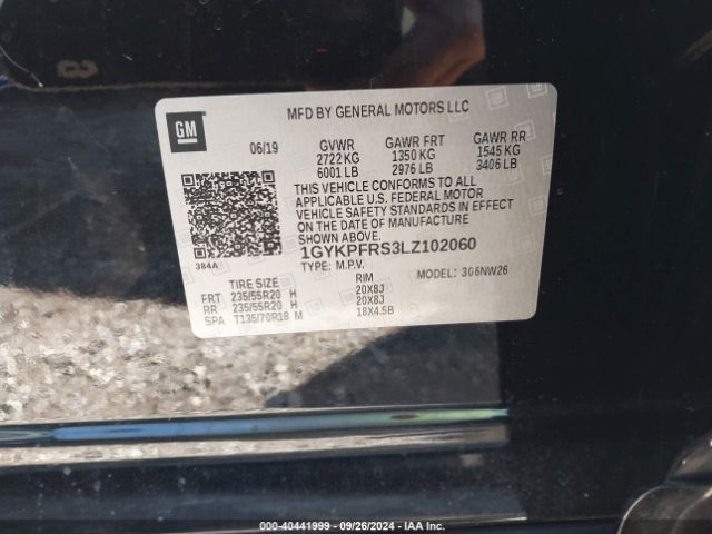 1GYKPFRS3LZ102060 Cadillac Xt6 Awd Premium Luxury