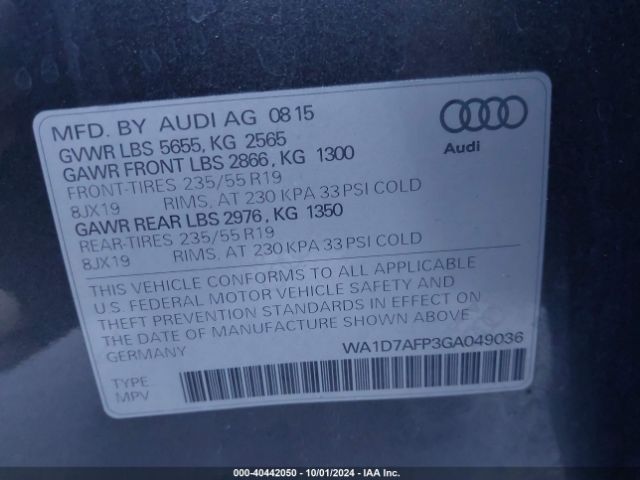 WA1D7AFP3GA049036 Audi Q5 3.0t Premium Plus