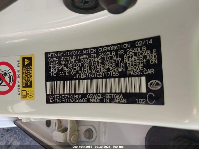 Lexus ES 350 2014 JTHBK1GG1E2117155 Image 9