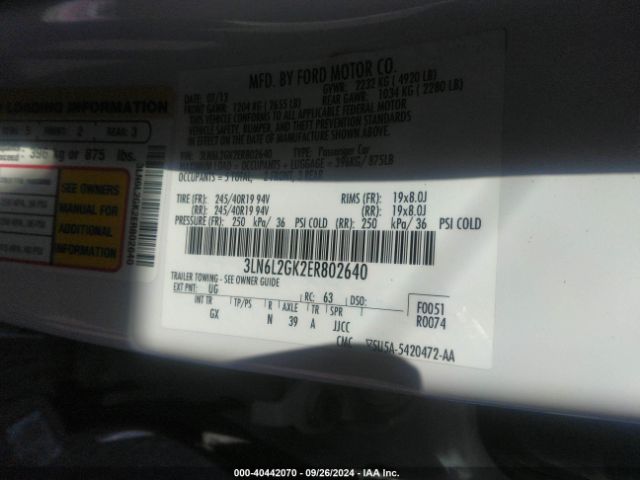 3LN6L2GK2ER802640 Lincoln MKZ