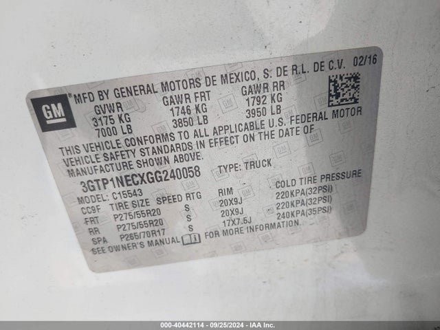 GMC Sierra 1500 Slt 2016 3GTP1NECXGG240058 Image 9