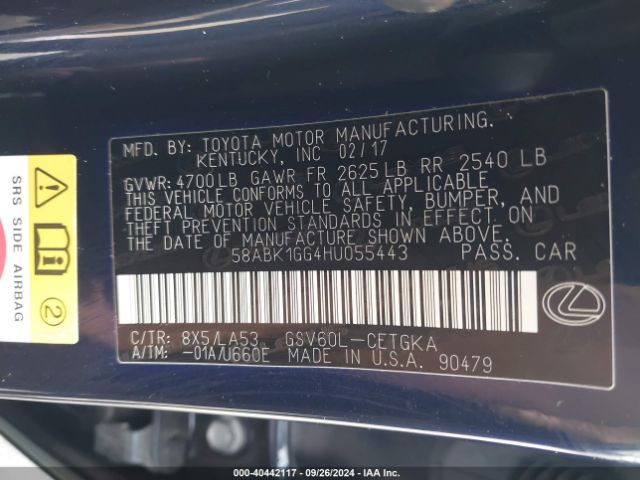 58ABK1GG4HU055443 Lexus ES 350