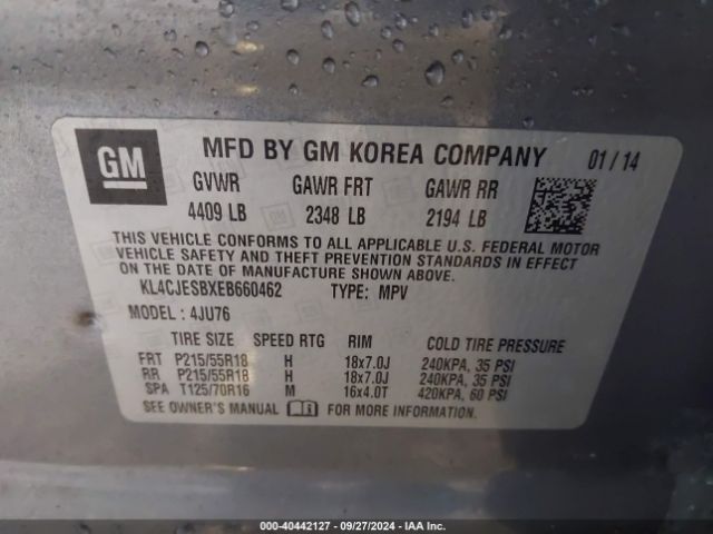 KL4CJESBXEB660462 Buick Encore