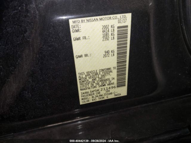 1N4BL3AP5HC211496 Nissan Altima 3.5 Sl