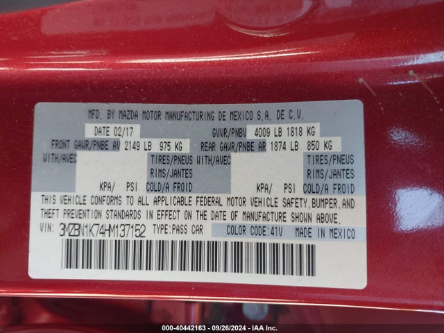 3MZBN1K74HM137152 Mazda Mazda3 Sport