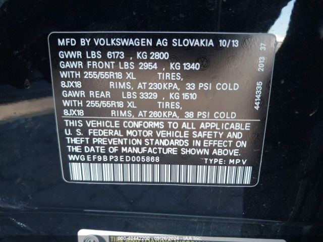WVGEF9BP3ED005868 Volkswagen Touareg 3.6l Sport