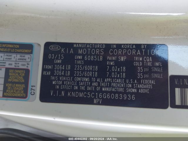 KNDMC5C16G6083936 KIA SEDONA EX