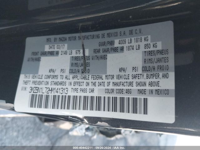 3MZBN1L72HM141313 Mazda Mazda3 Touring