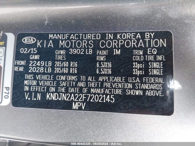 KIA Soul 2015 KNDJN2A22F7202145 Image 9