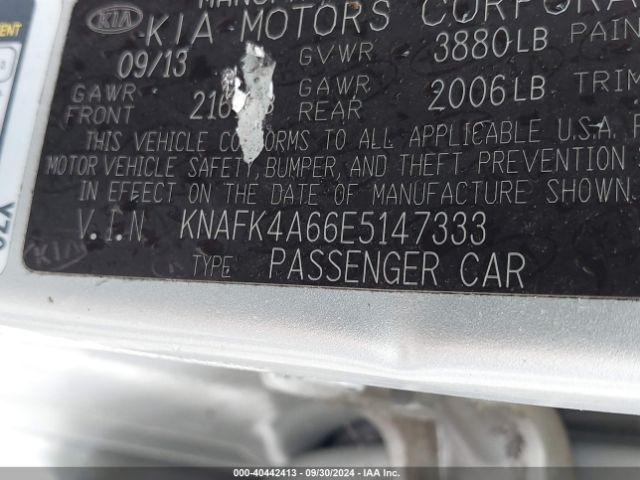 KNAFK4A66E5147333 KIA FORTE LX
