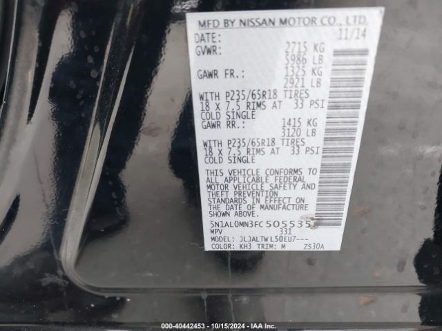5N1AL0MN3FC505535 Infiniti QX60