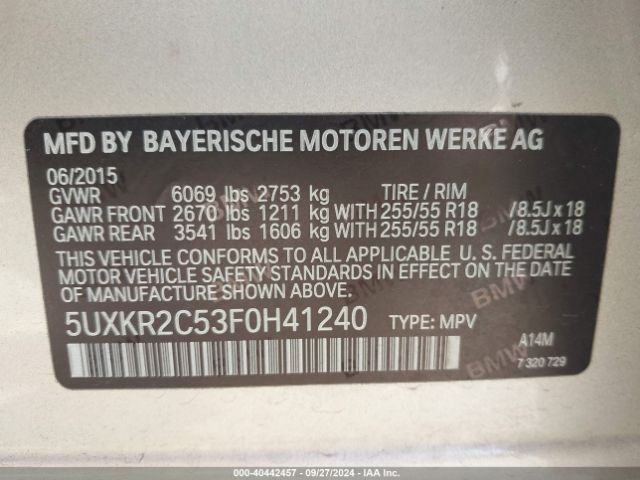 5UXKR2C53F0H41240 BMW X5 Sdrive35i
