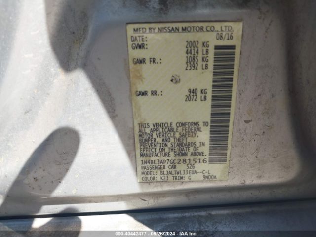 1N4BL3AP7GC281516 Nissan Altima 3.5 Sl