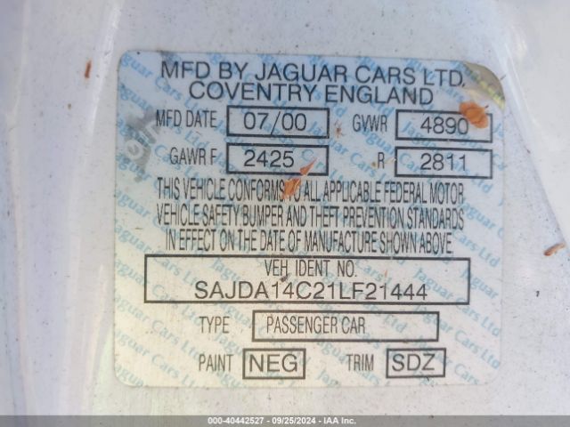 2001 JAGUAR XJ8 SAJDA14C21LF21444 Photo 8
