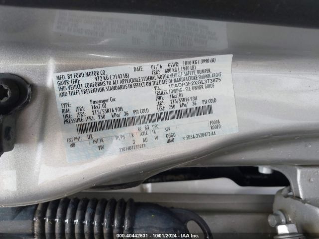 1FADP3F2XGL373875 Ford FOCUS SE