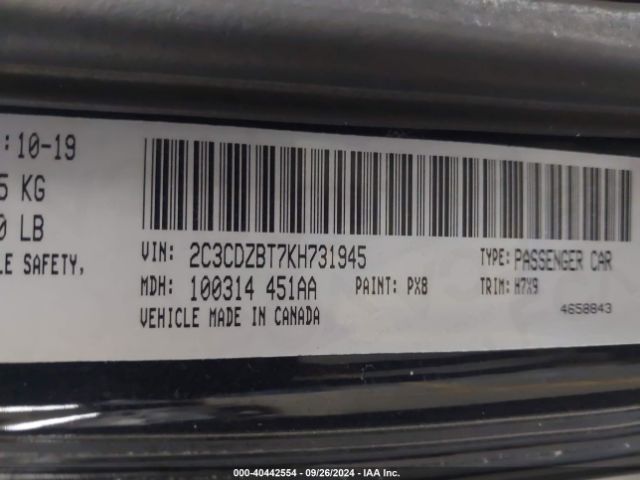 2C3CDZBT7KH731945 Dodge Challenger R/t