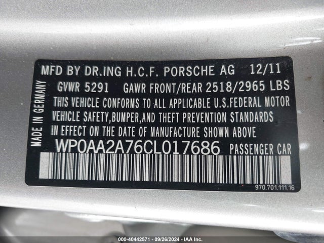 2012 PORSCHE PANAMERA WP0AA2A76CL017686 Photo 8