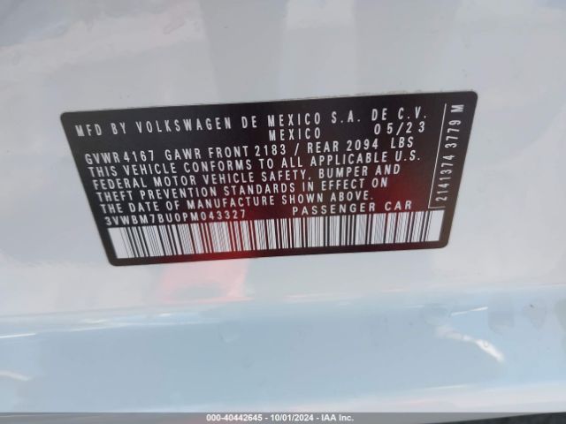 3VWBM7BU0PM043327 Volkswagen Jetta 1.5t Sport