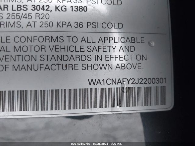 WA1CNAFY2J2200301 Audi Q5 2.0t Premium/2.0t Tech Premium