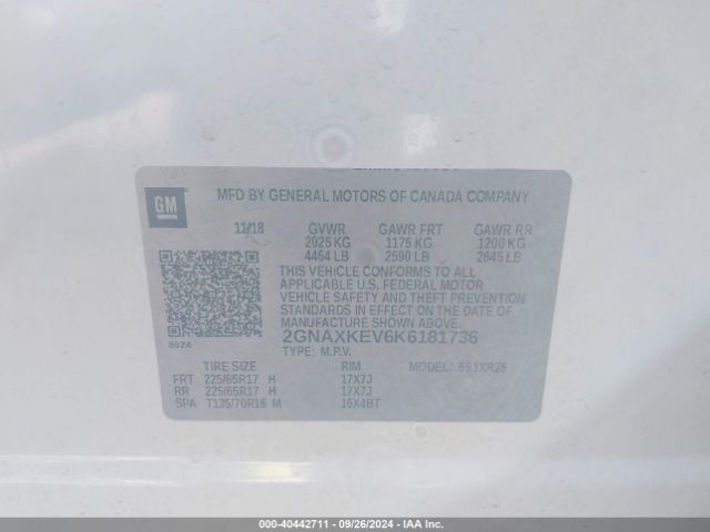 2019 CHEVROLET EQUINOX 2GNAXKEV6K6181736 Photo 8