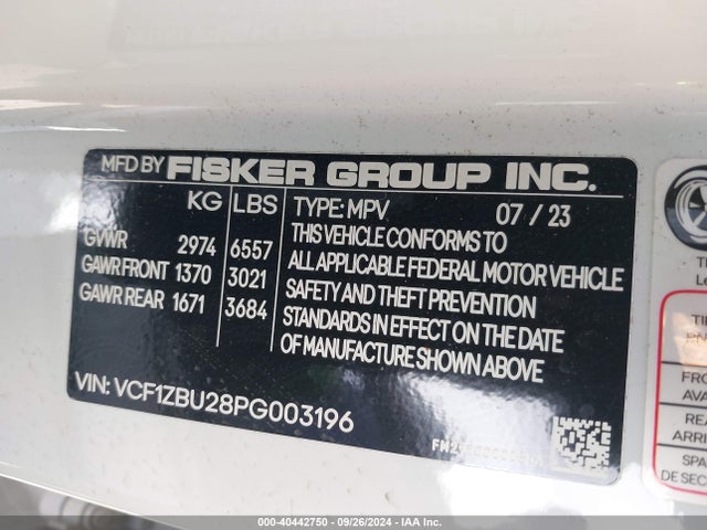 Fisker Ocean One 2023 VCF1ZBU28PG003196 Image 9