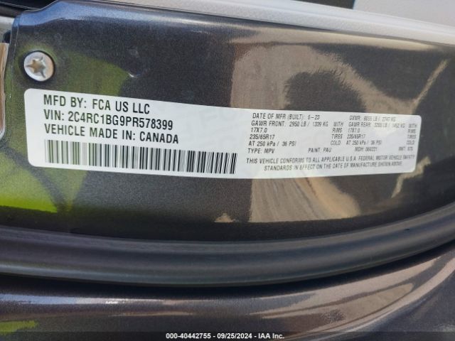 2C4RC1BG9PR578399 Chrysler Pacifica Touring L