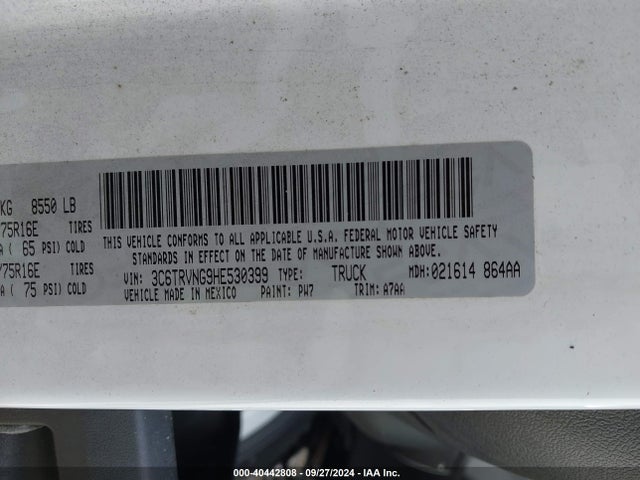 3C6TRVNG9HE530399 RAM Promaster 1500 Low Roof 118 Wb