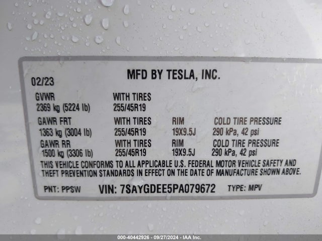 2023 TESLA MODEL Y 7SAYGDEE5PA079672 Photo 8