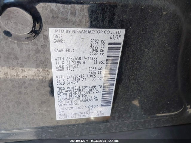 Nissan ROGUE SV 2018 5N1AT2MT1JC750479 Image 9