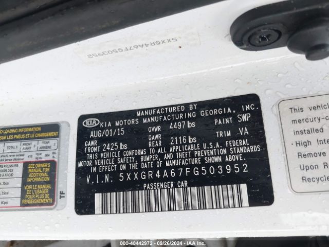 5XXGR4A67FG503952 KIA Optima Sx Turbo