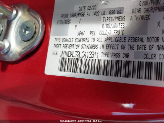 JM1NDAL72L0413311 Mazda Mx-5 Miata Rf Club