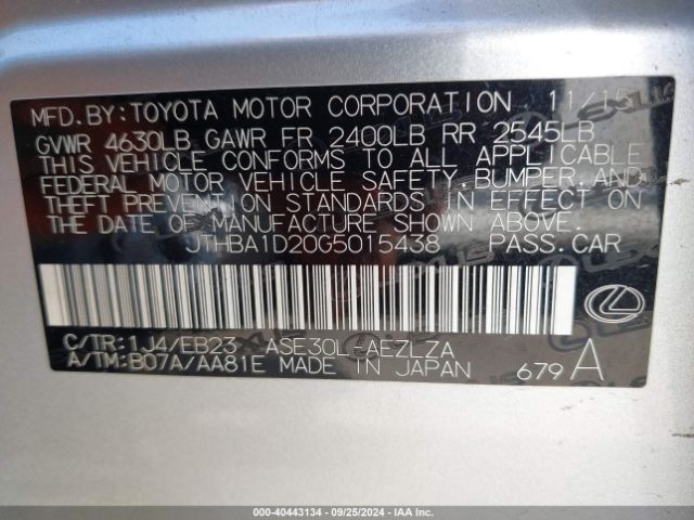 JTHBA1D20G5015438 Lexus IS 200T